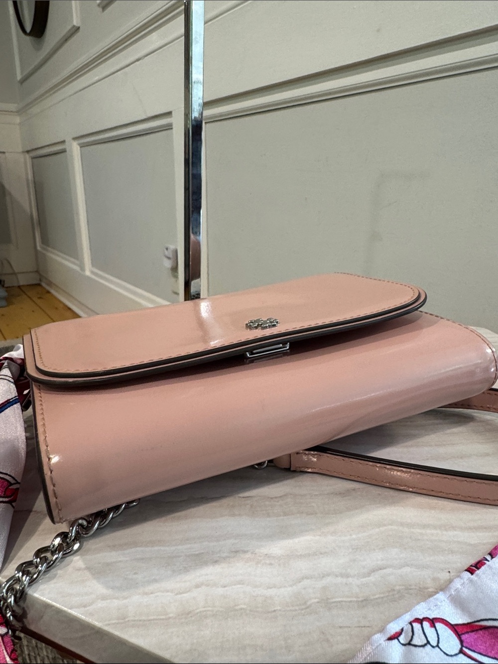 Tory Burch Bag Emerson Pink Patent Leather Chain Shoulder Bag - Picture 8 of 17